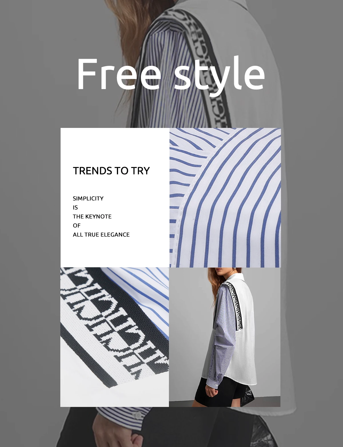 CHCH New Women's Casual Shirt Comfortable Simple Striped Patchwork Blue And White Classic Retro Spring Autumn Long Sleeve Top