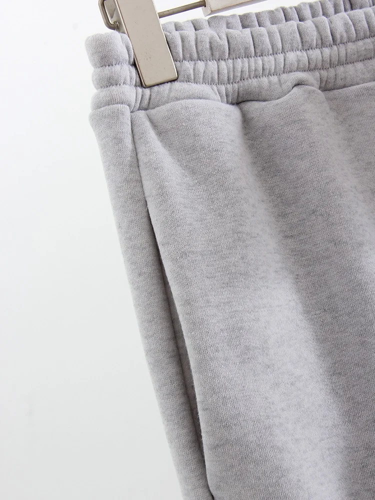 Gray Warm Fleece Suit For Women Winter Thick Velvet Pants Sets Sweatpants Sweatshirt Ladies Warrn Tracksuit Women Two Piece Set