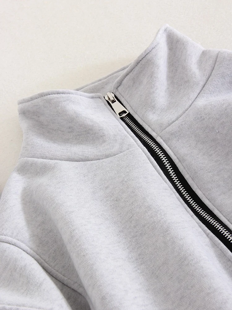 Gray Warm Fleece Suit For Women Winter Thick Velvet Pants Sets Sweatpants Sweatshirt Ladies Warrn Tracksuit Women Two Piece Set