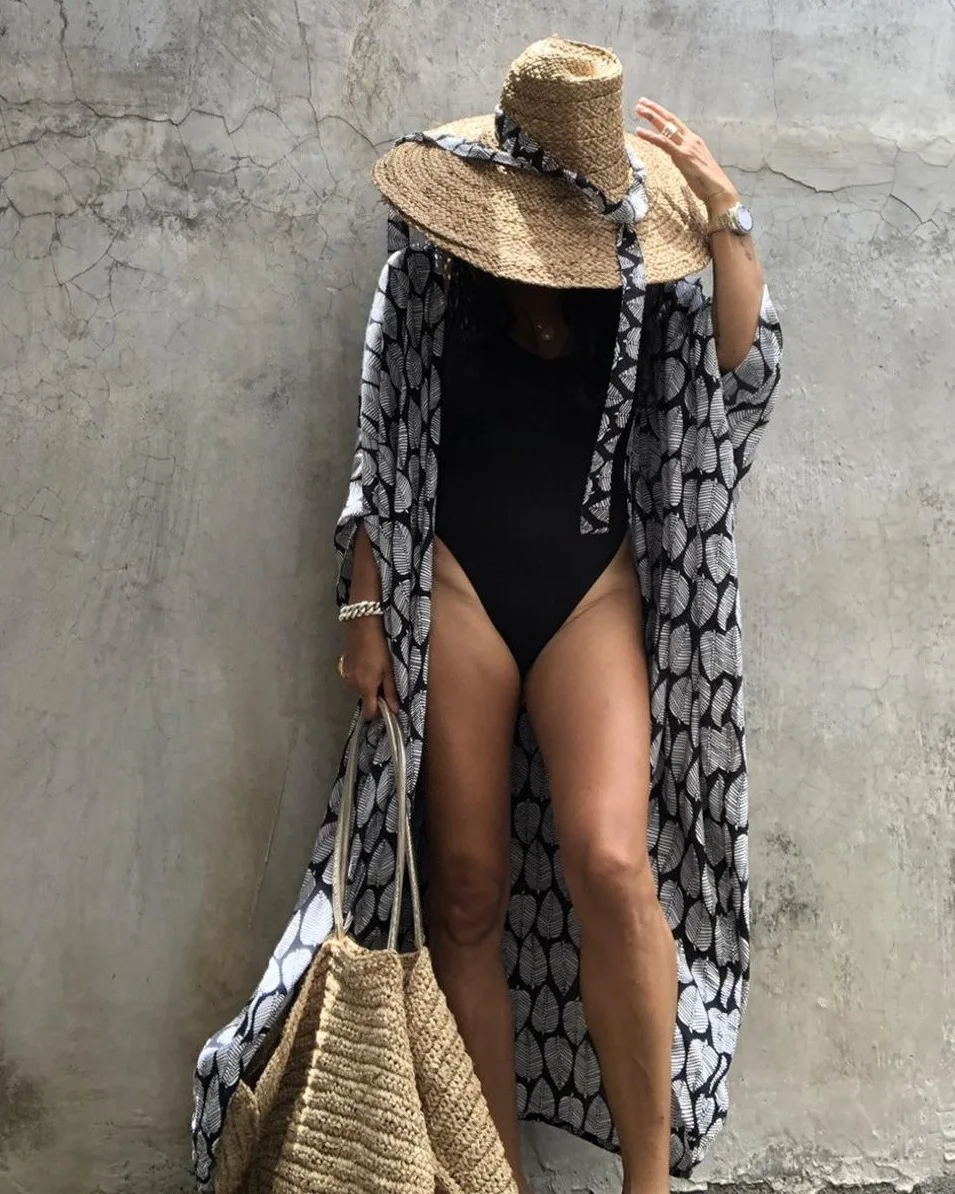 Beach Dress Tunic Cover up Embroidery Kaftan Saida de Praia Women Bikini Cover-up Pareo Sarong Beachwear