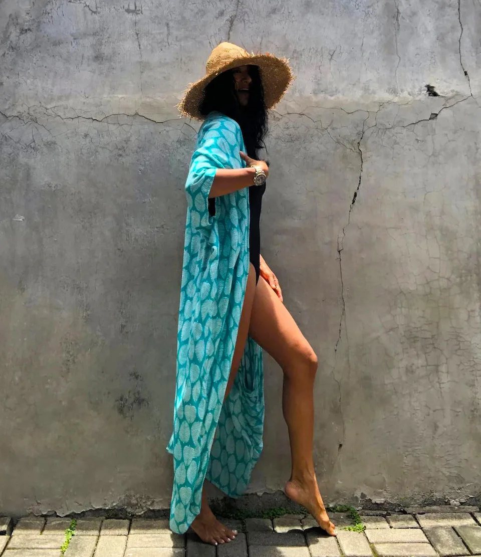 Beach Dress Tunic Cover up Embroidery Kaftan Saida de Praia Women Bikini Cover-up Pareo Sarong Beachwear