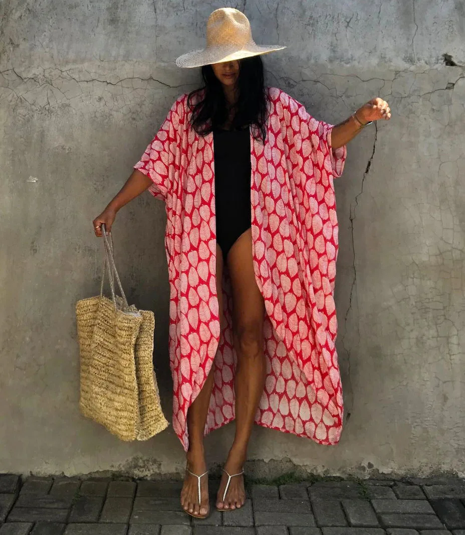 Beach Dress Tunic Cover up Embroidery Kaftan Saida de Praia Women Bikini Cover-up Pareo Sarong Beachwear