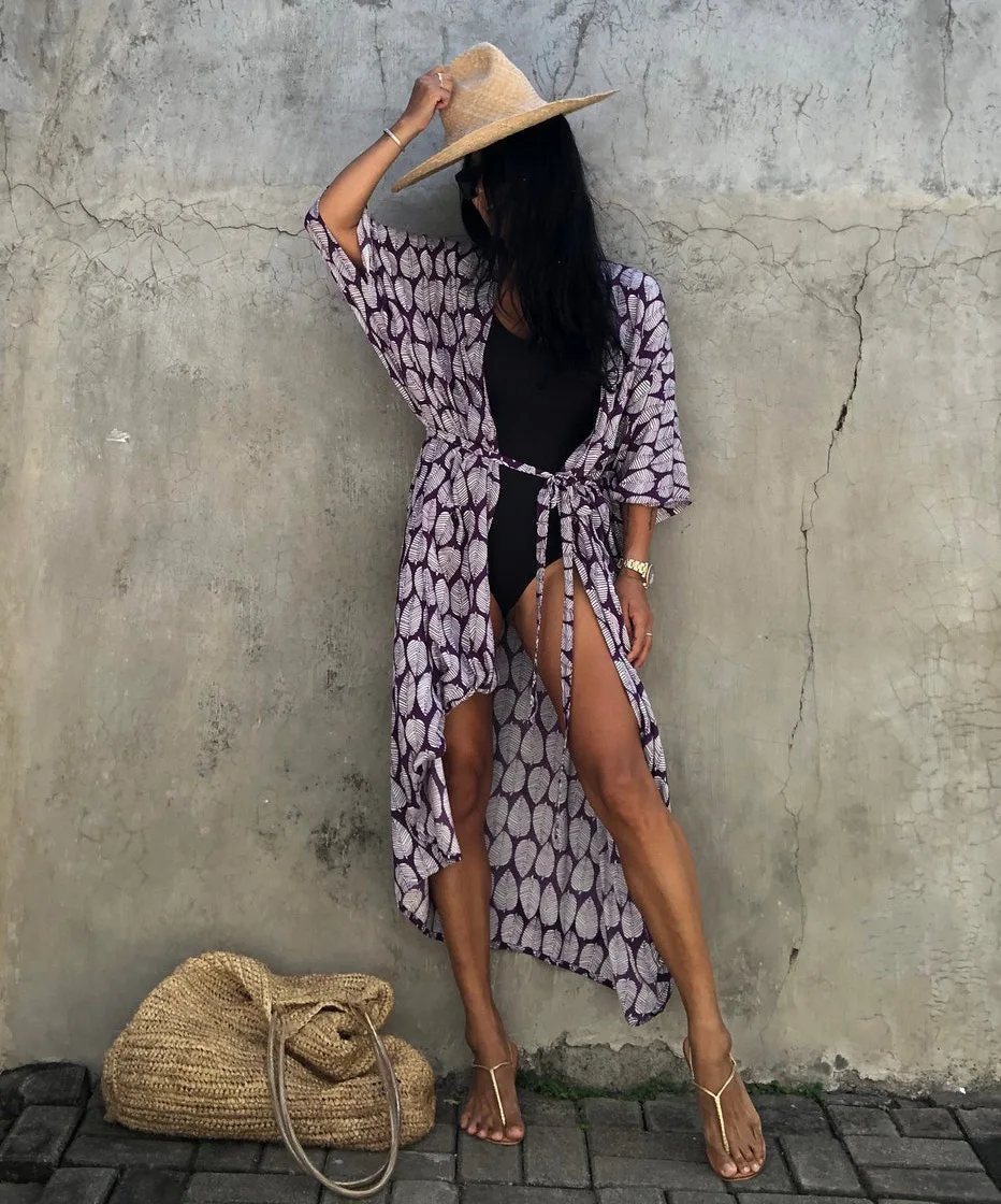 Beach Dress Tunic Cover up Embroidery Kaftan Saida de Praia Women Bikini Cover-up Pareo Sarong Beachwear