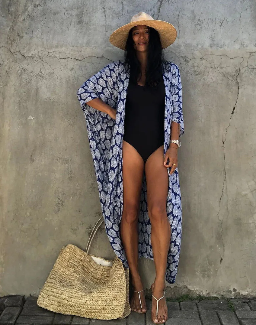 Beach Dress Tunic Cover up Embroidery Kaftan Saida de Praia Women Bikini Cover-up Pareo Sarong Beachwear