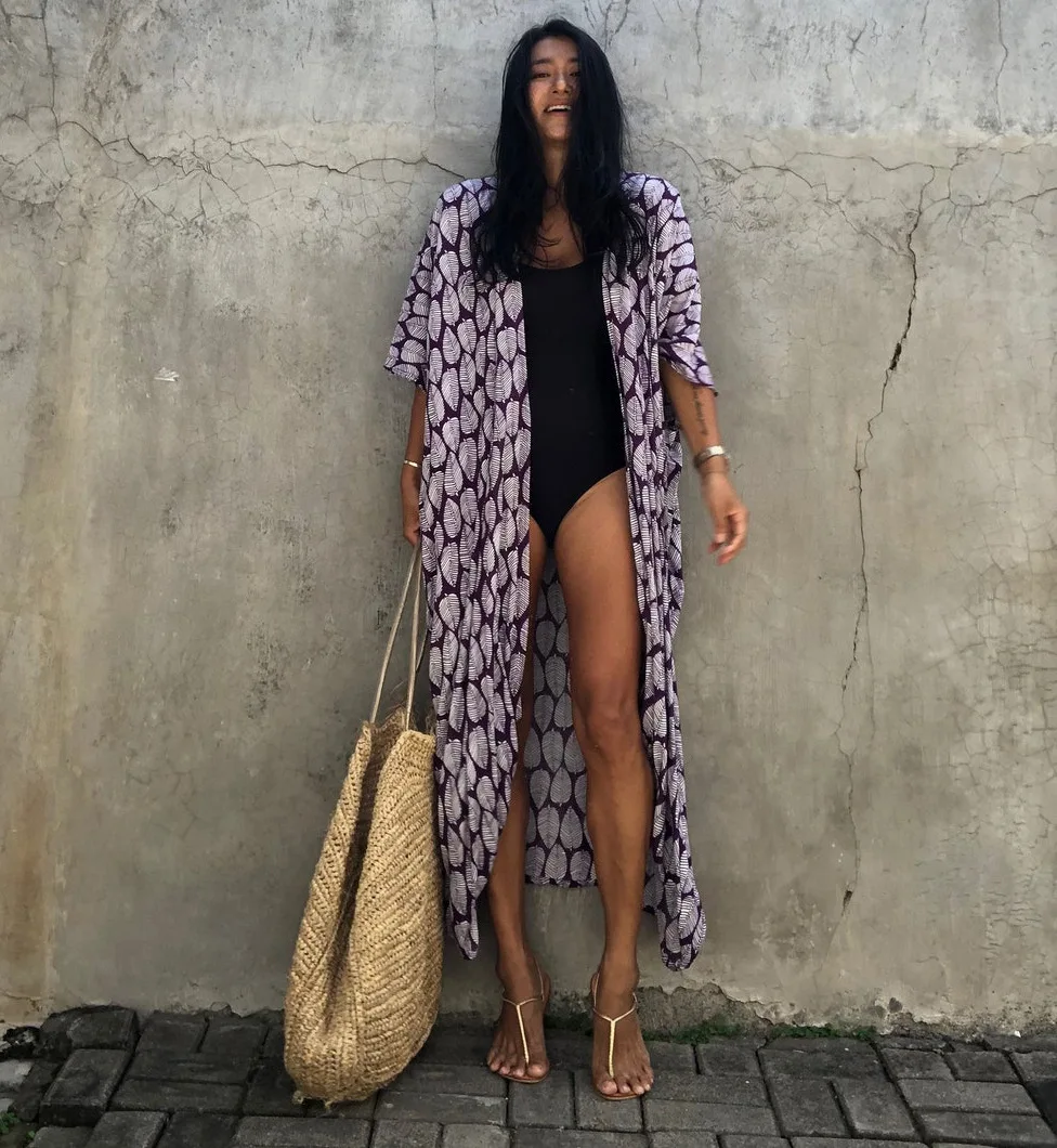 Beach Dress Tunic Cover up Embroidery Kaftan Saida de Praia Women Bikini Cover-up Pareo Sarong Beachwear