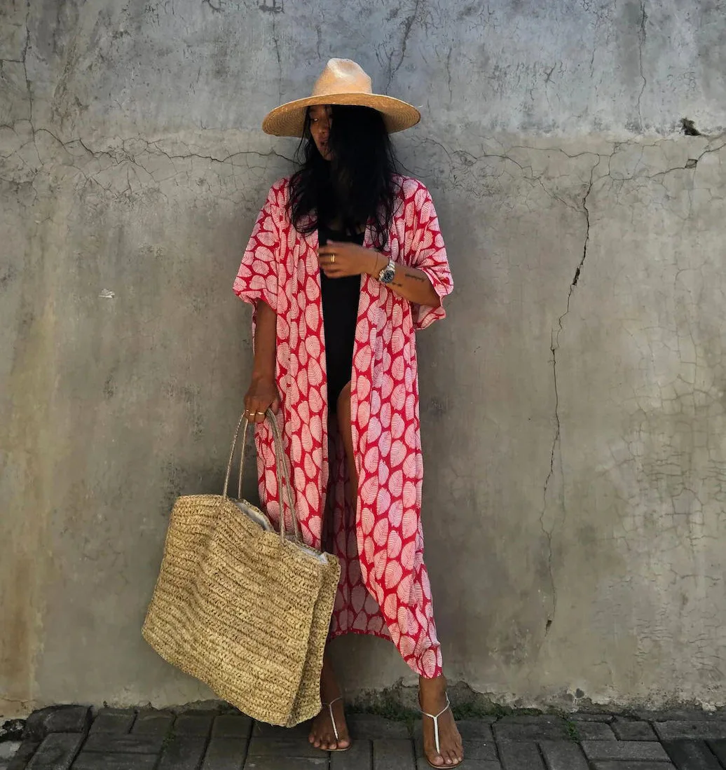 Beach Dress Tunic Cover up Embroidery Kaftan Saida de Praia Women Bikini Cover-up Pareo Sarong Beachwear