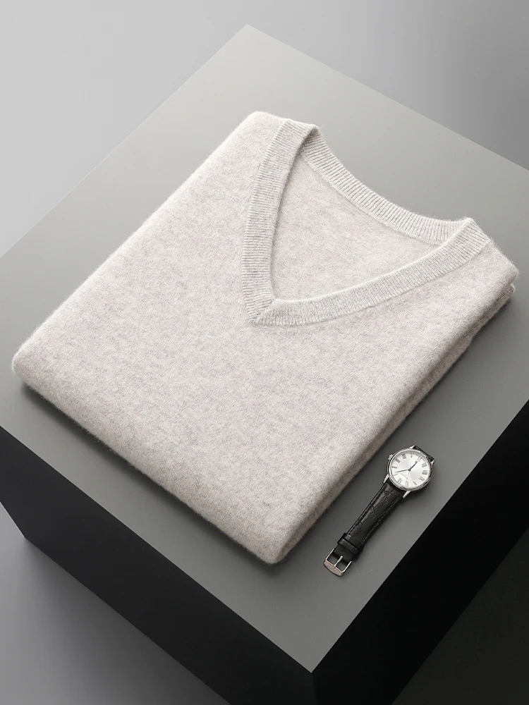 Men Wool V-neck Sweater Vest Pullover Autumn Winter Basic Casual Cashmere 100% Merino Wool Knitted Soft Sleeveless Waistcoat Top