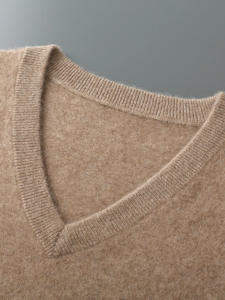 Men Wool V-neck Sweater Vest Pullover Autumn Winter Basic Casual Cashmere 100% Merino Wool Knitted Soft Sleeveless Waistcoat Top