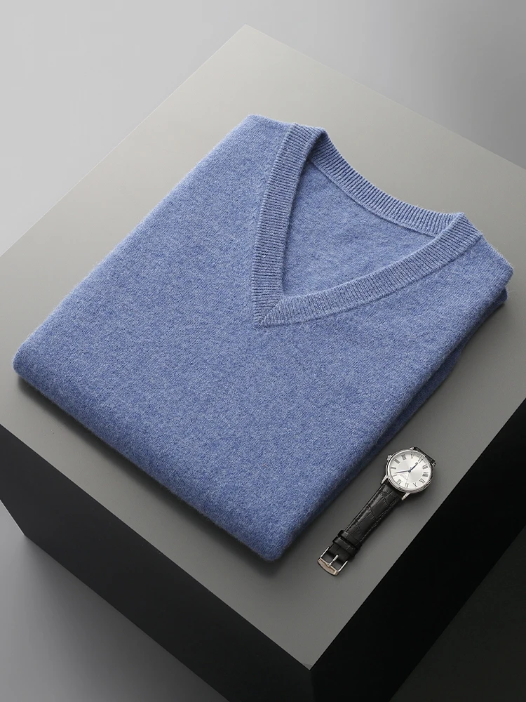 Men Wool V-neck Sweater Vest Pullover Autumn Winter Basic Casual Cashmere 100% Merino Wool Knitted Soft Sleeveless Waistcoat Top