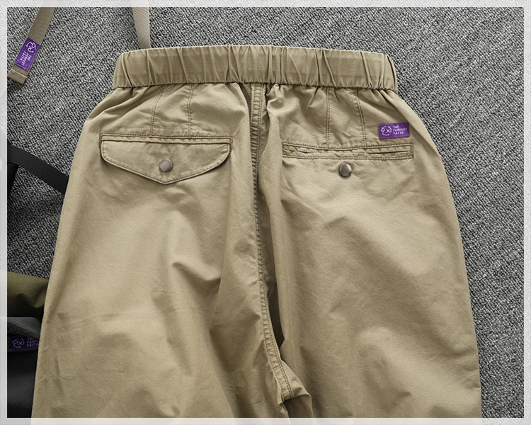 Summer thin casual pants men's straight straight tube loose conical overalls all cotton wash re-engraved purple mark daddy pants