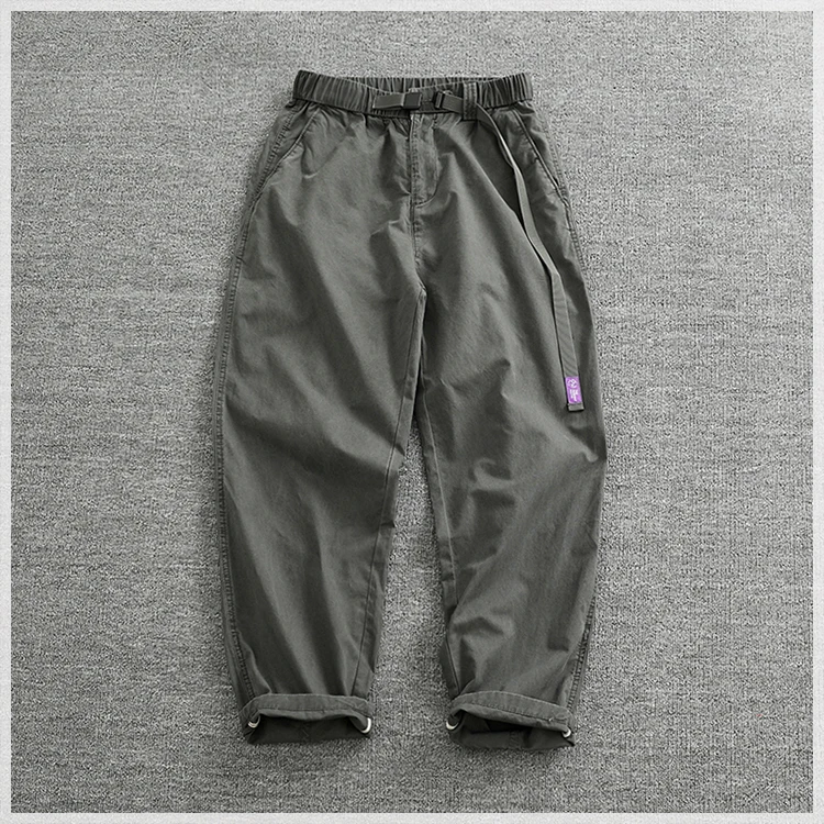 Summer thin casual pants men's straight straight tube loose conical overalls all cotton wash re-engraved purple mark daddy pants