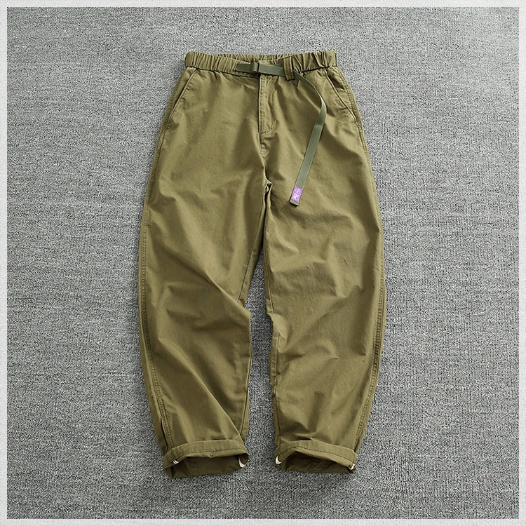 Summer thin casual pants men's straight straight tube loose conical overalls all cotton wash re-engraved purple mark daddy pants