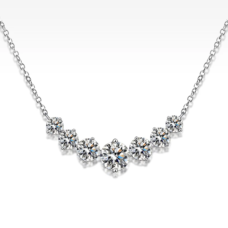 U-Smile Moissanite Necklace D VVS1 for Women D Color Sparkling Lab Diamon Luxury Necklaces 925 Sterling Silver with Certified
