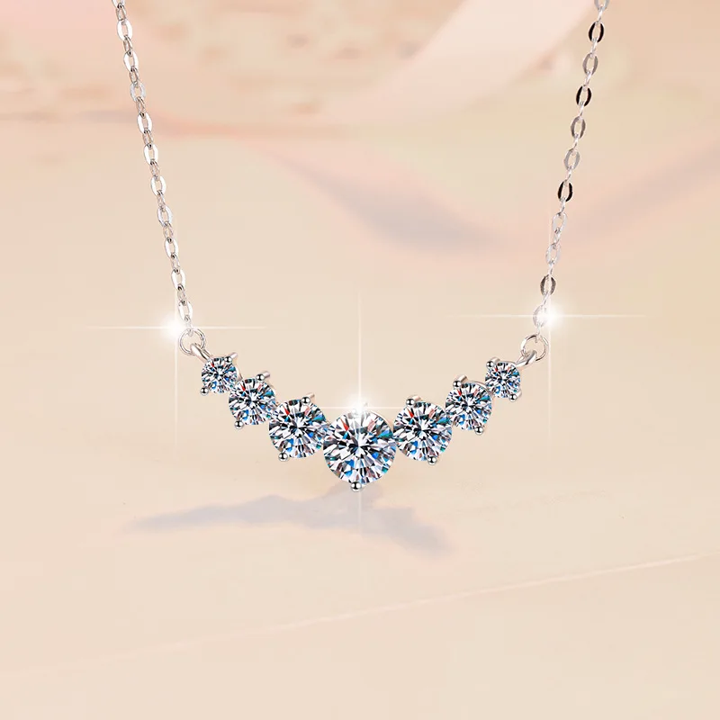 U-Smile Moissanite Necklace D VVS1 for Women D Color Sparkling Lab Diamon Luxury Necklaces 925 Sterling Silver with Certified