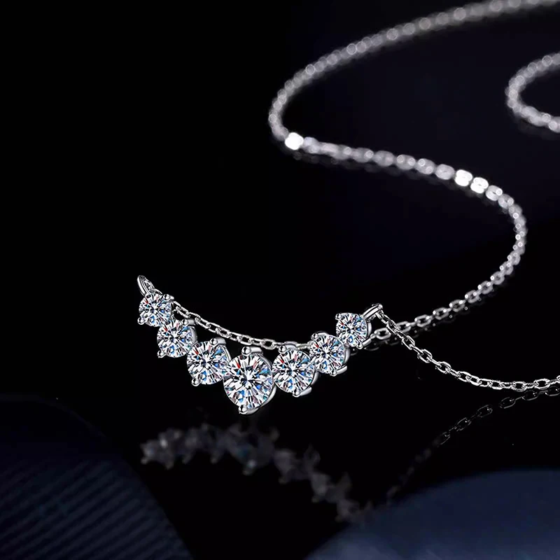 U-Smile Moissanite Necklace D VVS1 for Women D Color Sparkling Lab Diamon Luxury Necklaces 925 Sterling Silver with Certified