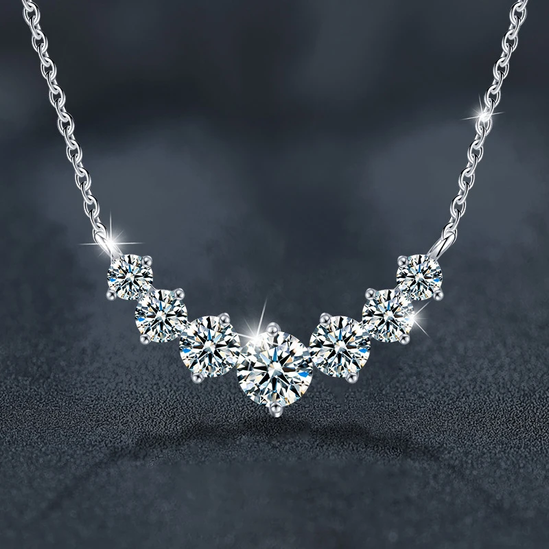 U-Smile Moissanite Necklace D VVS1 for Women D Color Sparkling Lab Diamon Luxury Necklaces 925 Sterling Silver with Certified