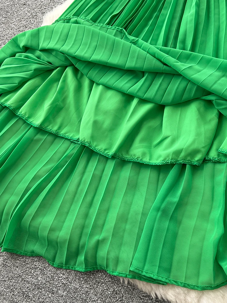 2026 Spring Autumn Fashion Elegant Dress for Women New French Mushroom Edge Crimping Loose Chiffon Long Sleeve Long Dress C141