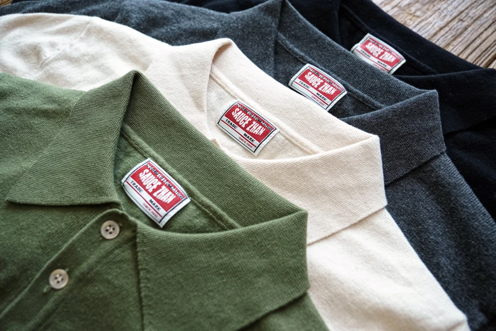 Sauce Zhan Polo Shirt Men Shirts Summer Knit Short Sleeve Shirt Vintage 100% Cotton Regular Fit