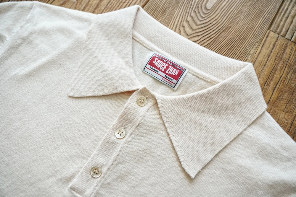 Sauce Zhan Polo Shirt Men Shirts Summer Knit Short Sleeve Shirt Vintage 100% Cotton Regular Fit