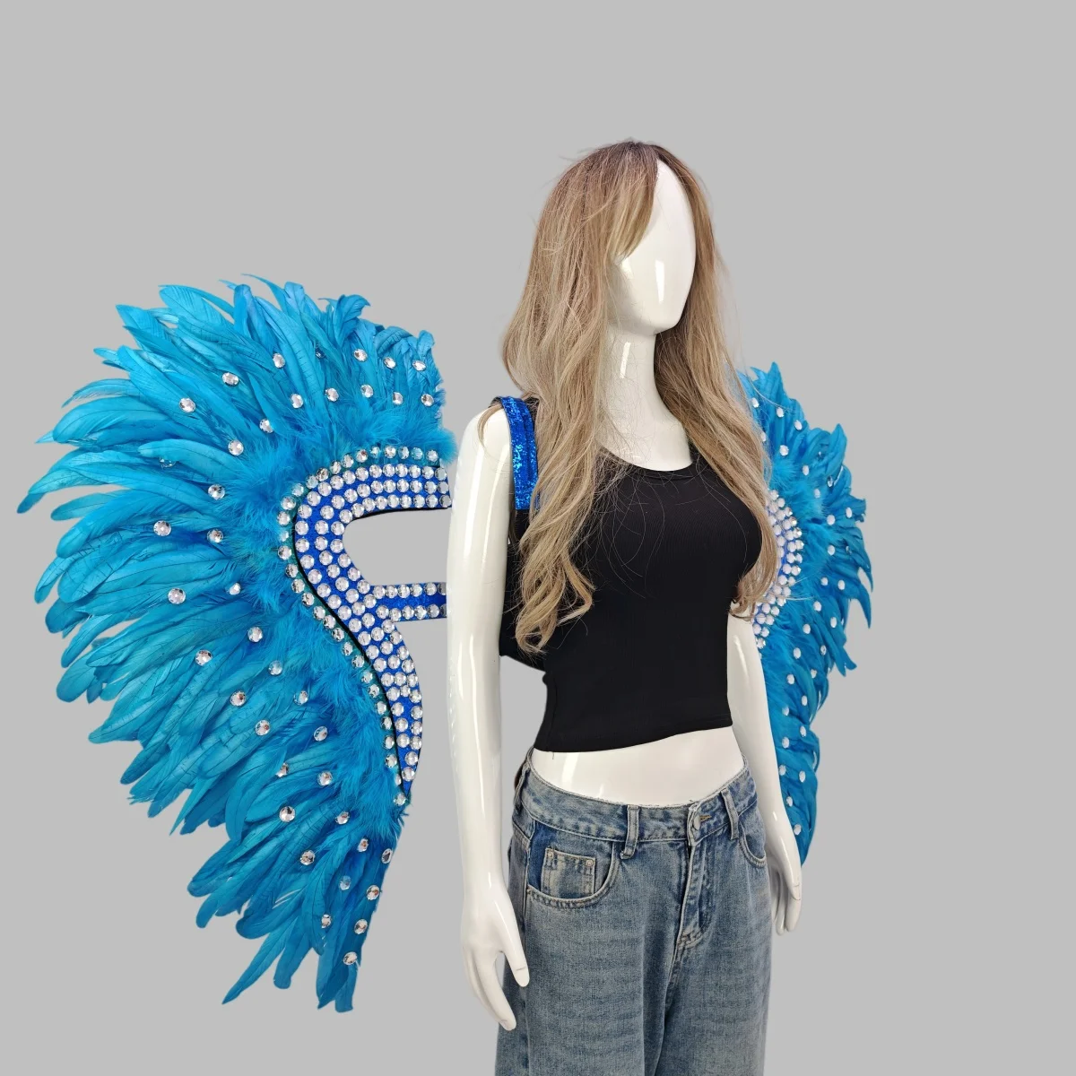 Carnival Graduation Ball Party Costume Accessories Artificial Feather Wings Halloween Catwalk Performance Character Cos Props