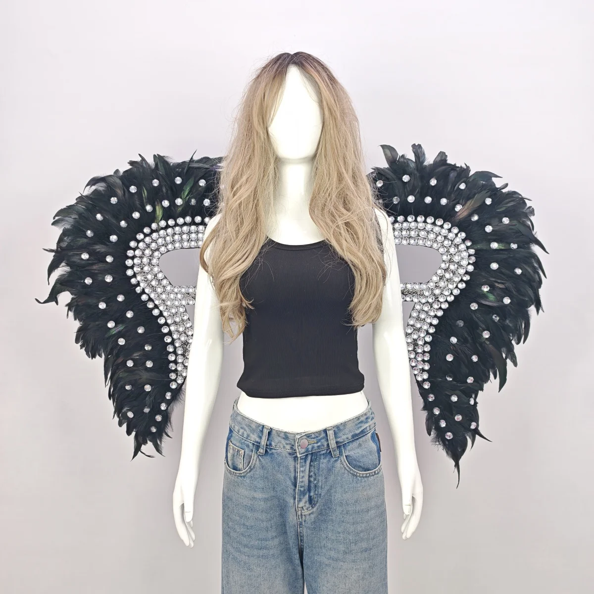 Carnival Graduation Ball Party Costume Accessories Artificial Feather Wings Halloween Catwalk Performance Character Cos Props