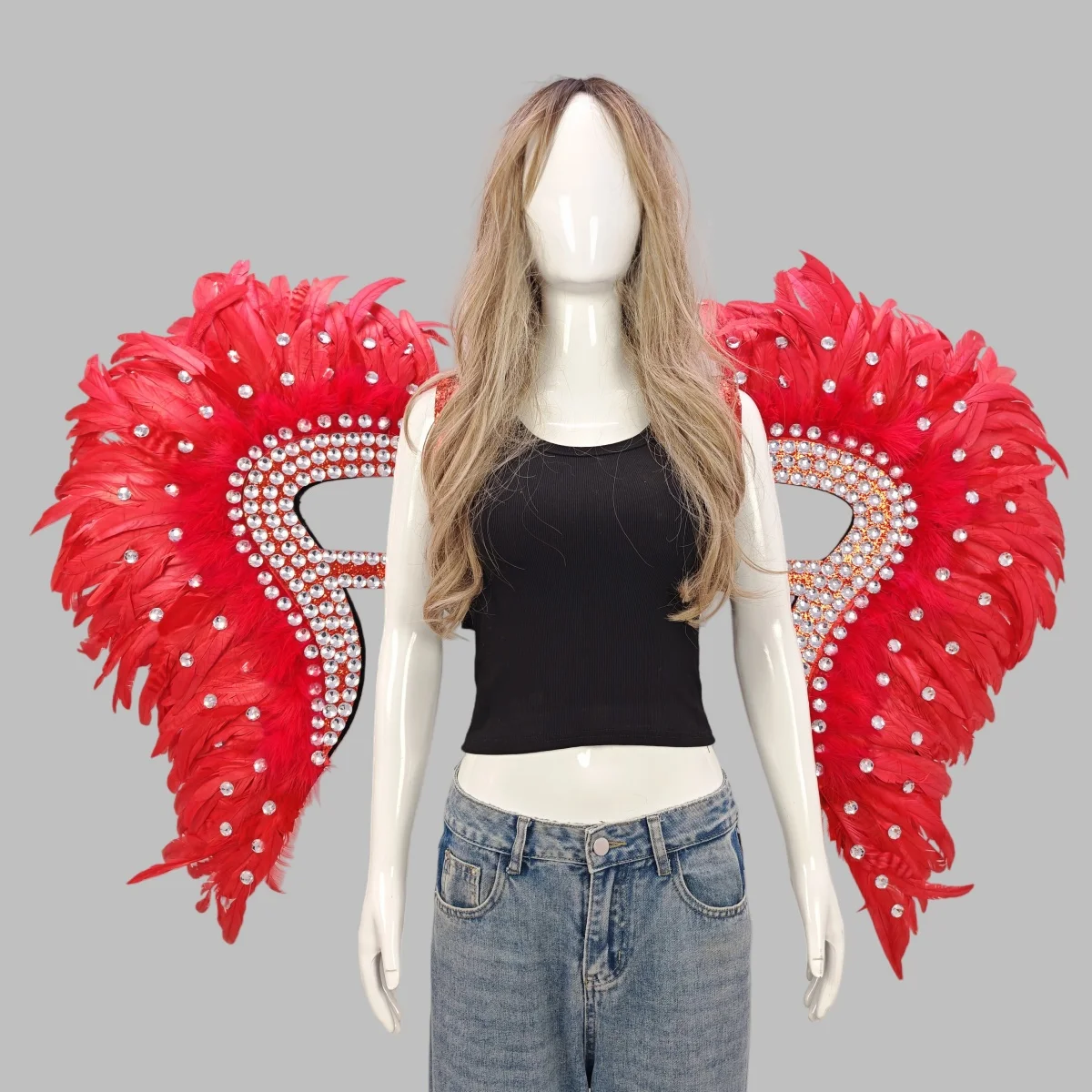 Carnival Graduation Ball Party Costume Accessories Artificial Feather Wings Halloween Catwalk Performance Character Cos Props