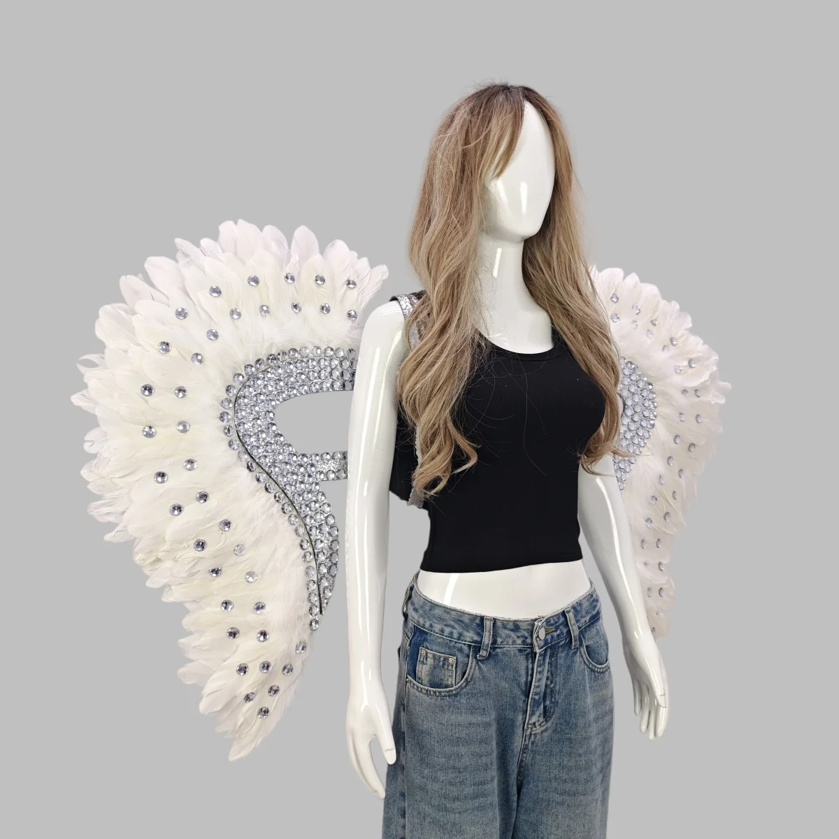 Carnival Graduation Ball Party Costume Accessories Artificial Feather Wings Halloween Catwalk Performance Character Cos Props