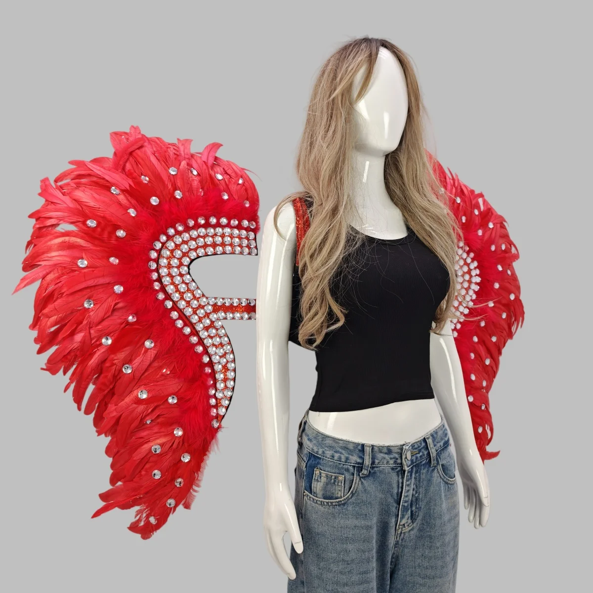 Carnival Graduation Ball Party Costume Accessories Artificial Feather Wings Halloween Catwalk Performance Character Cos Props