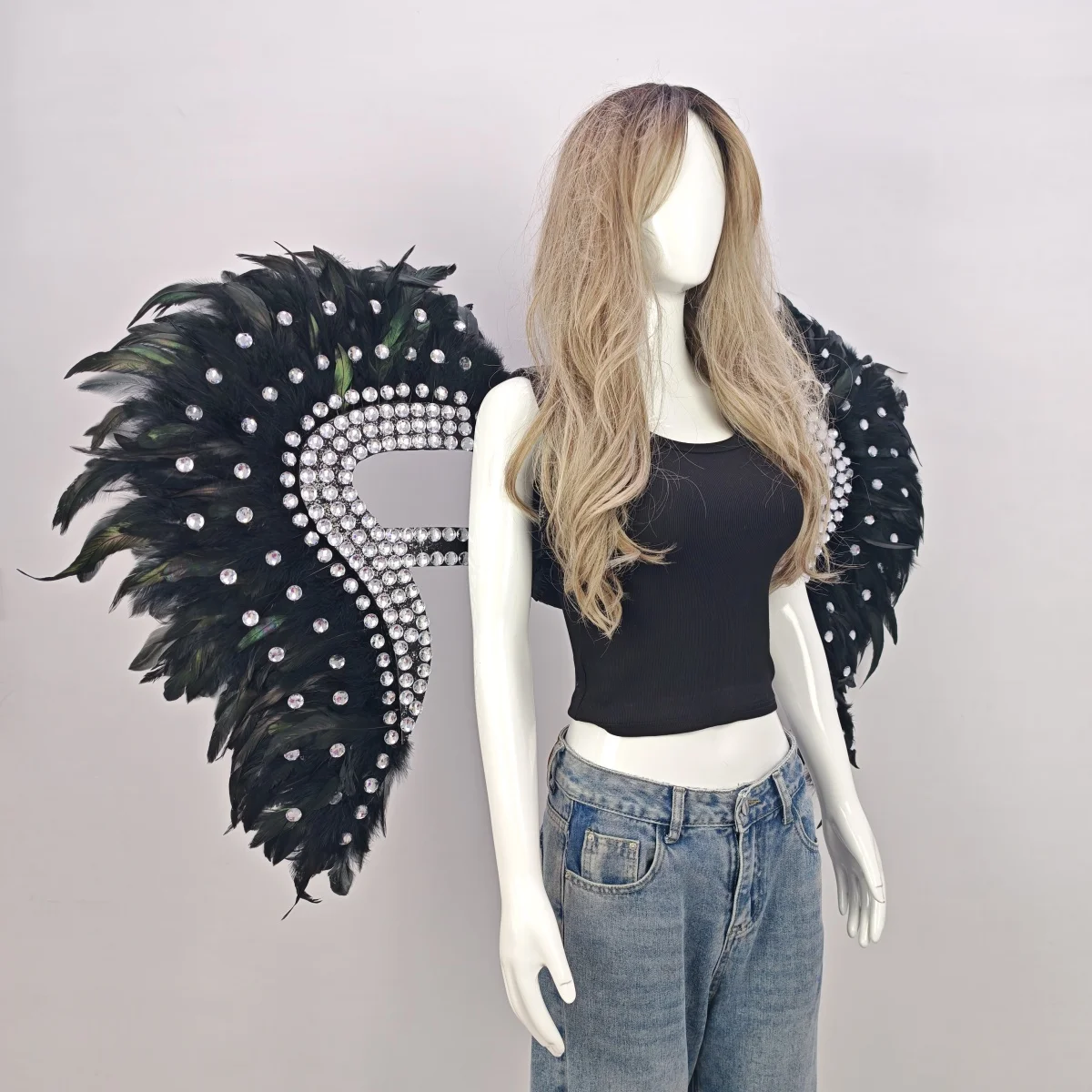 Carnival Graduation Ball Party Costume Accessories Artificial Feather Wings Halloween Catwalk Performance Character Cos Props