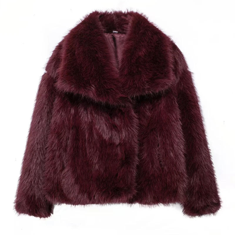 HXAO White Faux Fur Coat 2024 Woman New in coats Autumn Winter Fur Plush Fluffy Jacket Warm Red Gray Black Outerwears