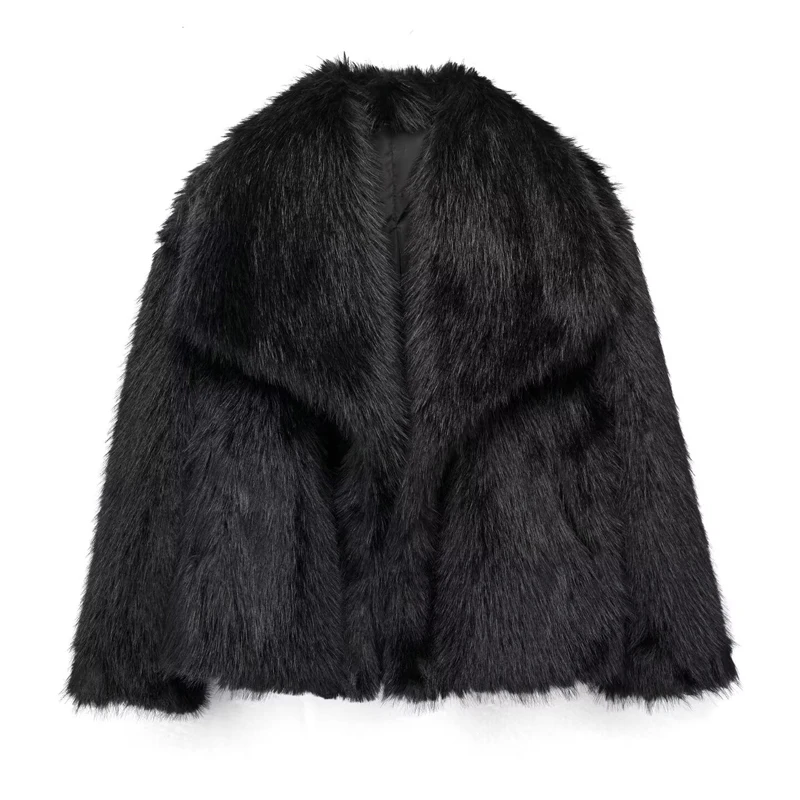 HXAO White Faux Fur Coat 2024 Woman New in coats Autumn Winter Fur Plush Fluffy Jacket Warm Red Gray Black Outerwears