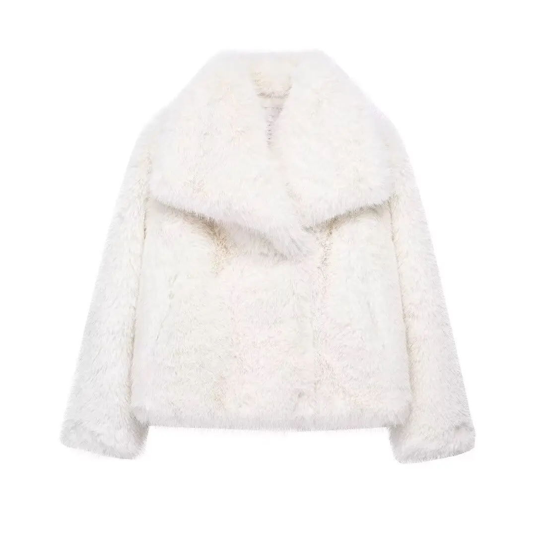 HXAO White Faux Fur Coat 2024 Woman New in coats Autumn Winter Fur Plush Fluffy Jacket Warm Red Gray Black Outerwears