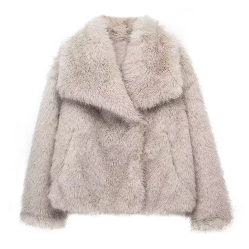 HXAO White Faux Fur Coat 2024 Woman New in coats Autumn Winter Fur Plush Fluffy Jacket Warm Red Gray Black Outerwears