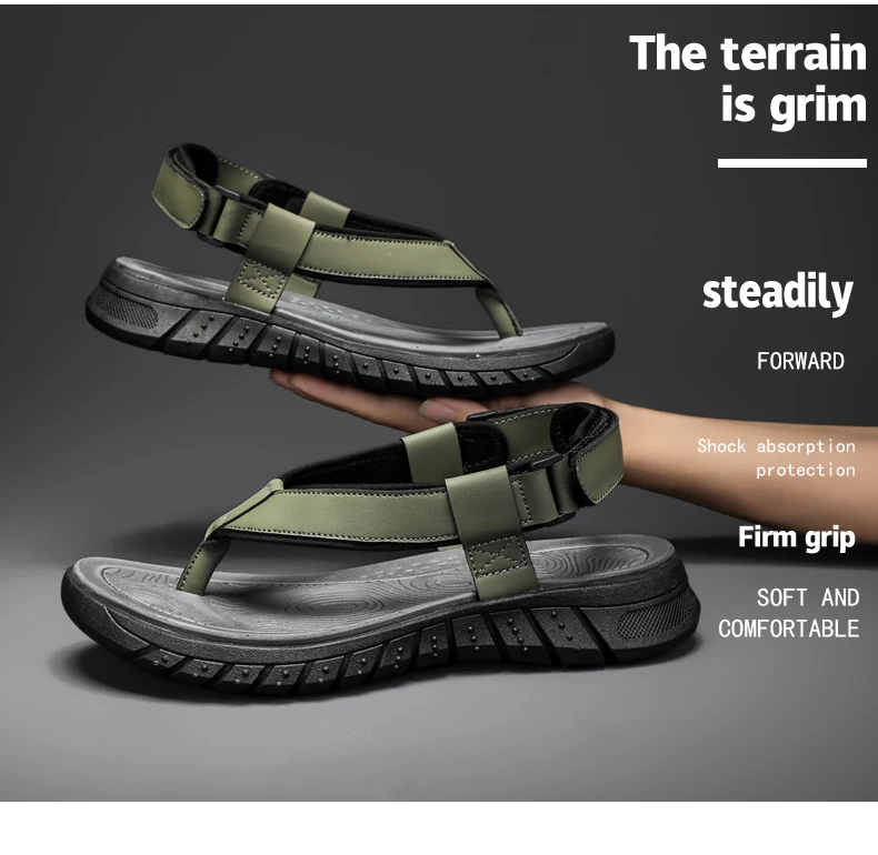 Men's Simple Casual Sandals Summer Outdoor Anti Slip Wear-Resisting Comfort Beach Shoes Breathable Fashion Male Walking Slippers