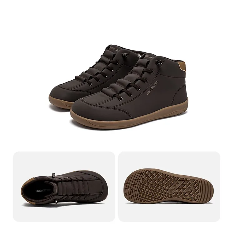 HOBIBEAR Mid Top Barefoot Shoes Mens Womens Wide Toe Ankle Boots Outdoor Non-Slip Artificial Leather Shoes