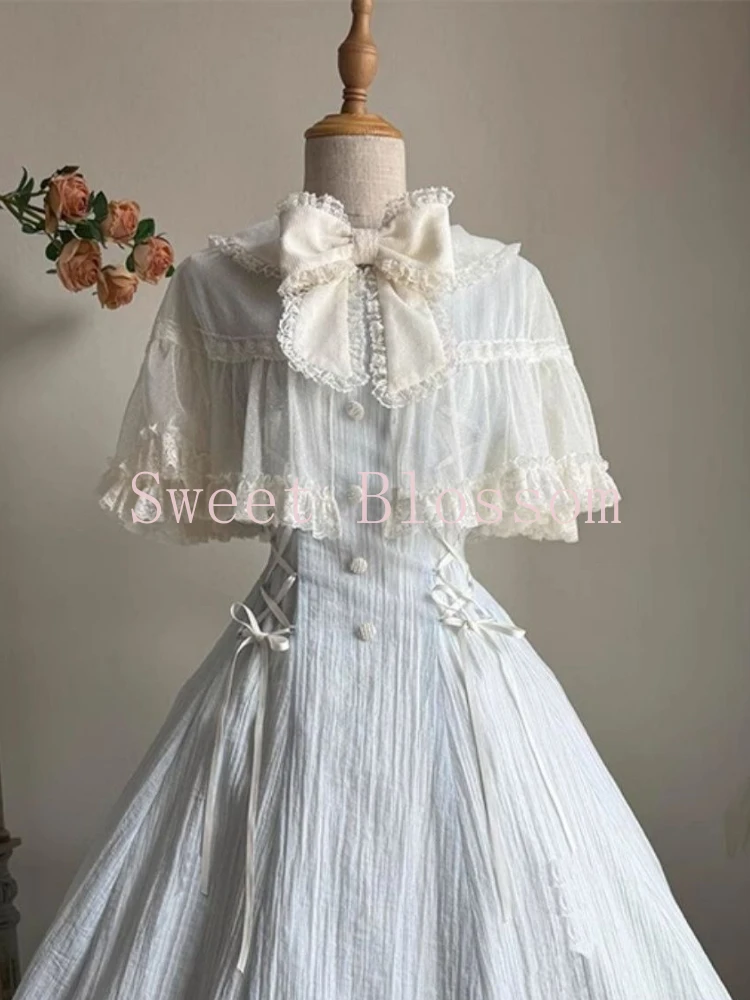 French Elegant Sweet Lolita Dress Women Bow Lace Patchwork Princess Party Dresses New Slim Fashion Hepburn Clothing Summer 2025