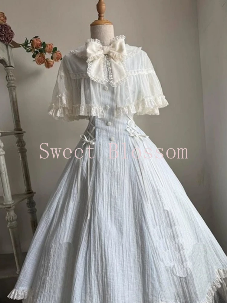 French Elegant Sweet Lolita Dress Women Bow Lace Patchwork Princess Party Dresses New Slim Fashion Hepburn Clothing Summer 2025