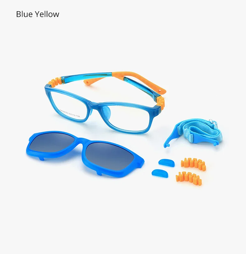 Ralferty 2 In 1 Kids Sunglasses Polarized Clips On Glasses Child 0 Diopter Prescription Optic Myopia Eyewear Frame Glasses Chain