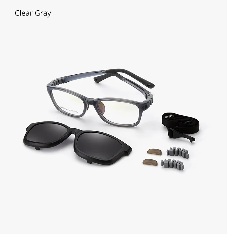 Ralferty 2 In 1 Kids Sunglasses Polarized Clips On Glasses Child 0 Diopter Prescription Optic Myopia Eyewear Frame Glasses Chain