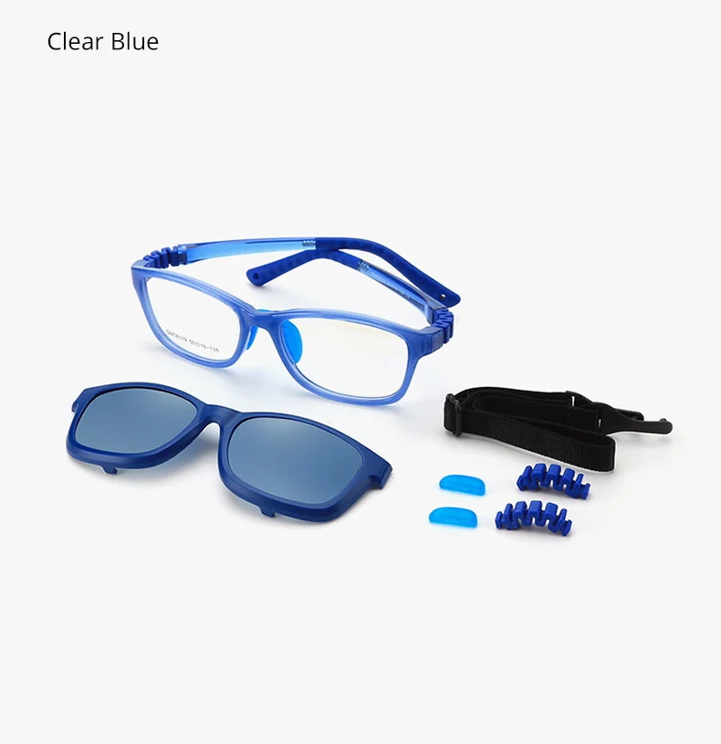 Ralferty 2 In 1 Kids Sunglasses Polarized Clips On Glasses Child 0 Diopter Prescription Optic Myopia Eyewear Frame Glasses Chain