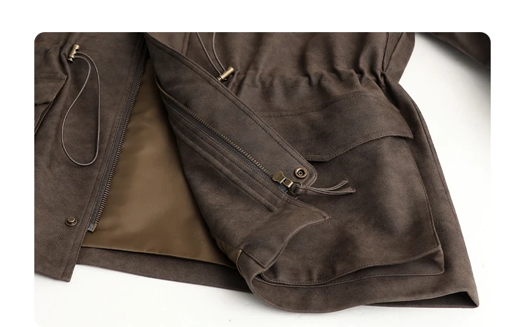 CHIC VEN New Women Suede Jackets Loose Retro Stand Up Collar Mid-length Ladies Casual Coat Female Overcoat Autumn Winter 2025