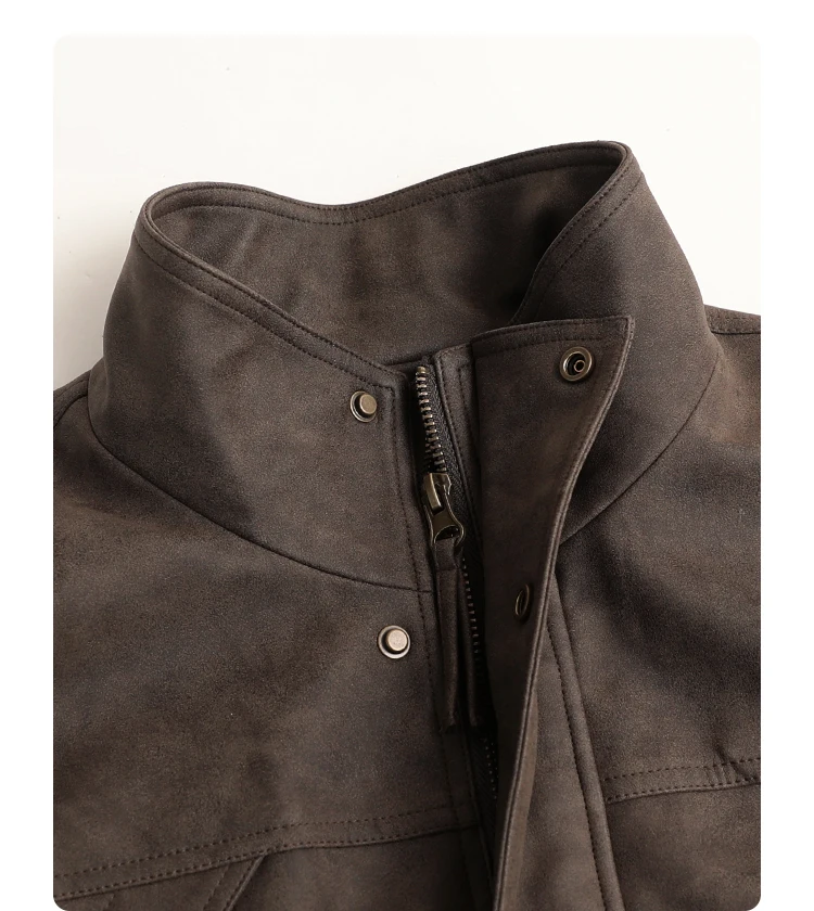 CHIC VEN New Women Suede Jackets Loose Retro Stand Up Collar Mid-length Ladies Casual Coat Female Overcoat Autumn Winter 2025