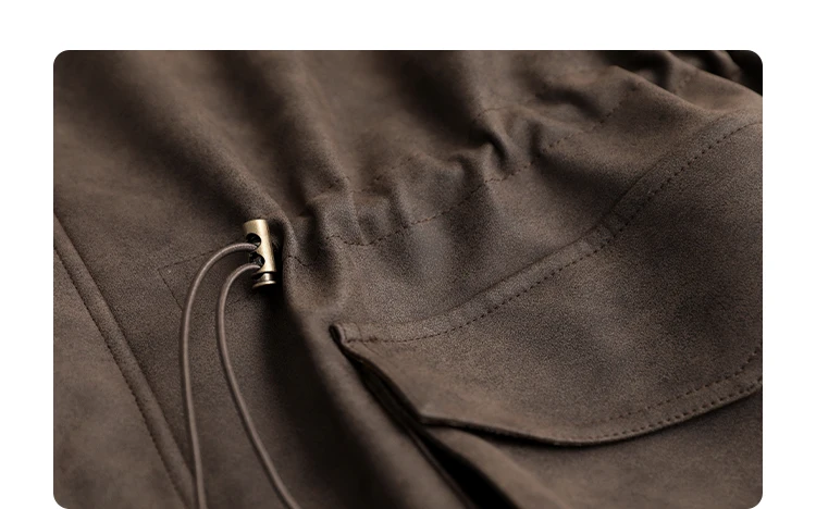 CHIC VEN New Women Suede Jackets Loose Retro Stand Up Collar Mid-length Ladies Casual Coat Female Overcoat Autumn Winter 2025