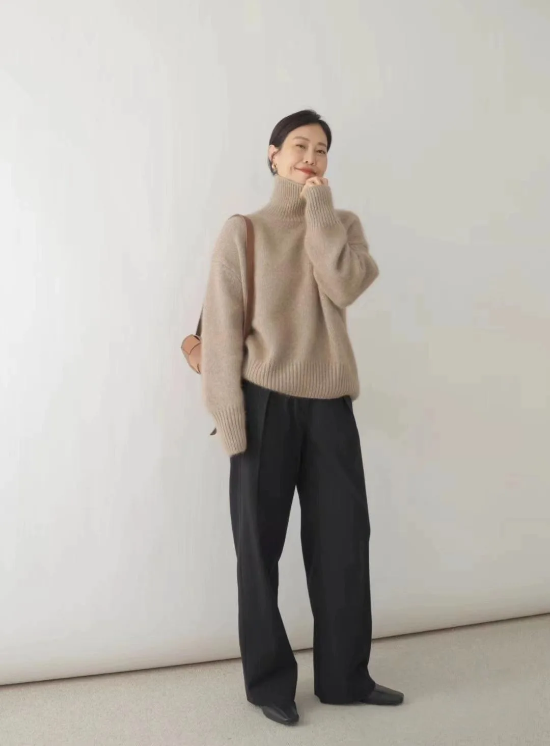 MVLYFLRT Autumn and Winter New 100% merino Wool Sweater Women's Knitted High Neck Pullover Casual Loose Large Size tops