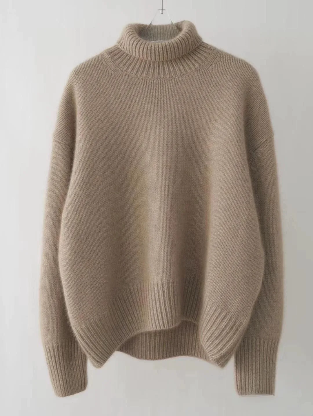 MVLYFLRT Autumn and Winter New 100% merino Wool Sweater Women's Knitted High Neck Pullover Casual Loose Large Size tops