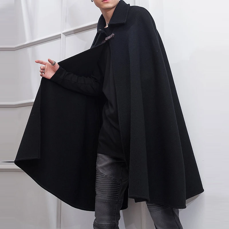INCERUN Fashion Men Cloak Coats Lapel Solid Color One Button Cape Trench Streetwear 2023 Casual Male Overcoats Ponchose S-5XL