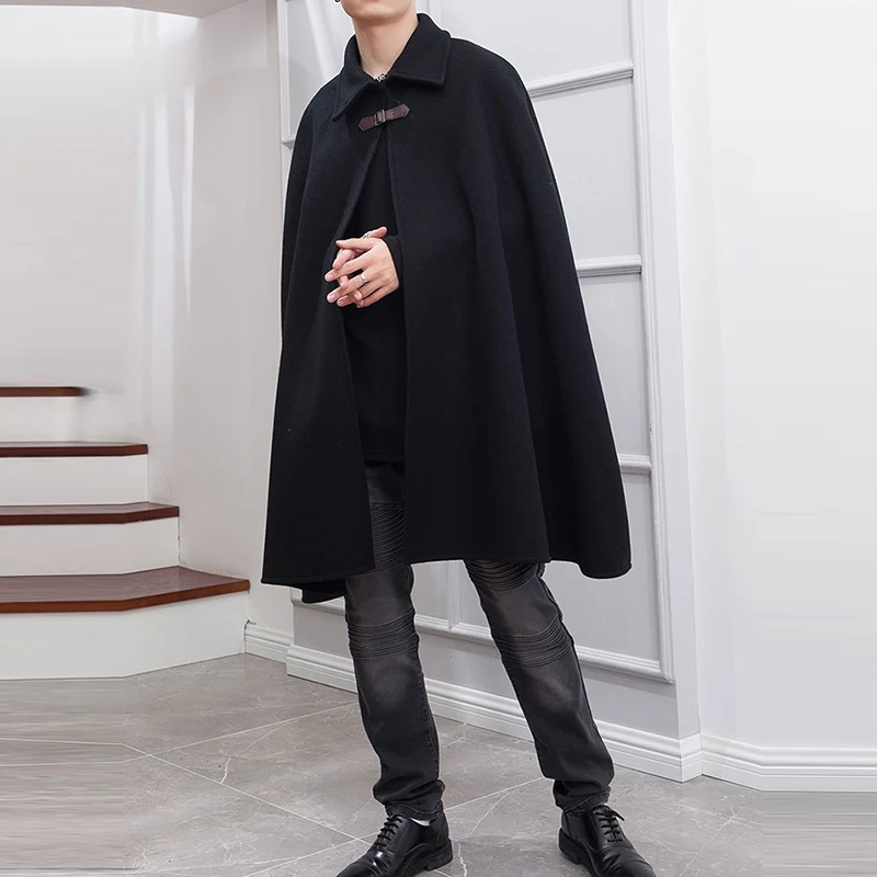 INCERUN Fashion Men Cloak Coats Lapel Solid Color One Button Cape Trench Streetwear 2023 Casual Male Overcoats Ponchose S-5XL