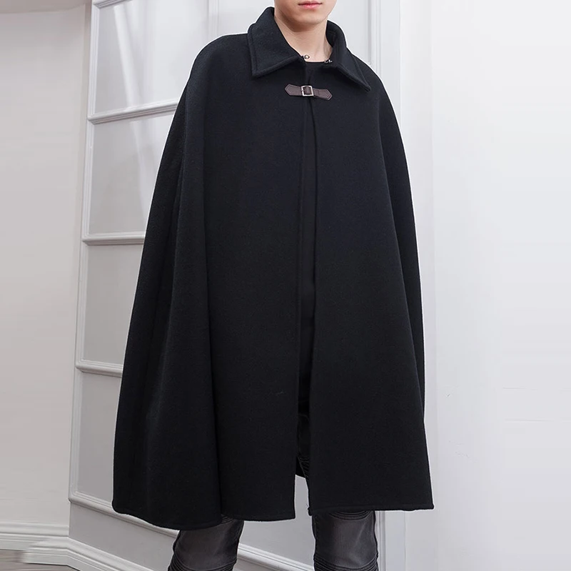 INCERUN Fashion Men Cloak Coats Lapel Solid Color One Button Cape Trench Streetwear 2023 Casual Male Overcoats Ponchose S-5XL
