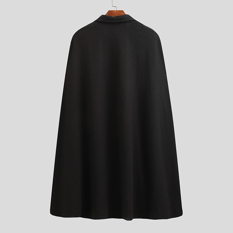 INCERUN Fashion Men Cloak Coats Lapel Solid Color One Button Cape Trench Streetwear 2023 Casual Male Overcoats Ponchose S-5XL