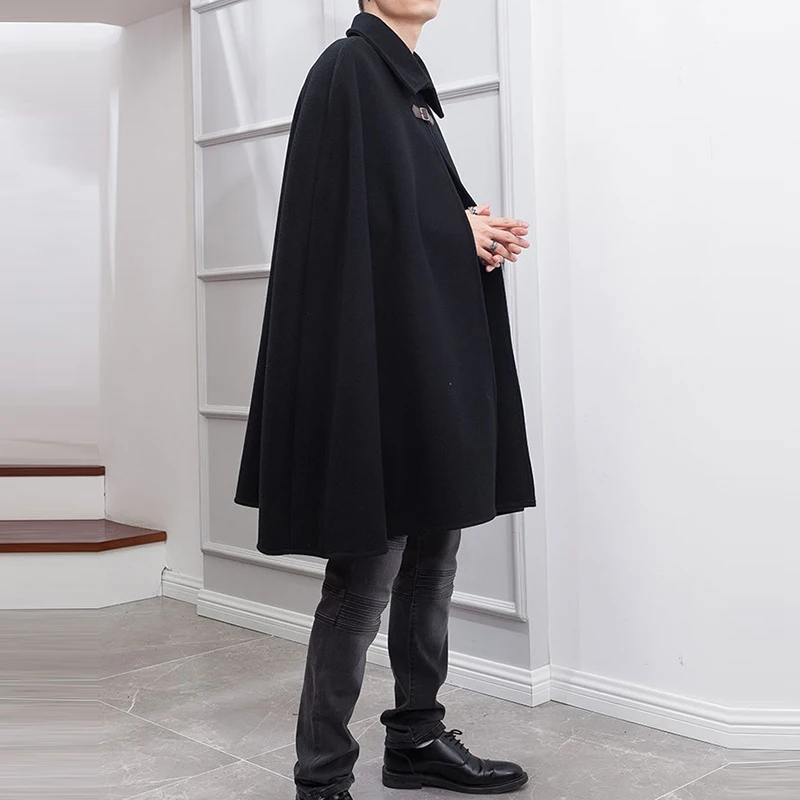 INCERUN Fashion Men Cloak Coats Lapel Solid Color One Button Cape Trench Streetwear 2023 Casual Male Overcoats Ponchose S-5XL